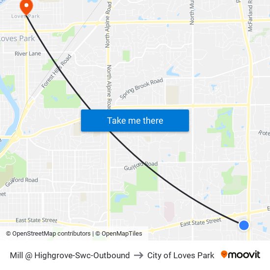 Mill @ Highgrove-Swc-Outbound to City of Loves Park map