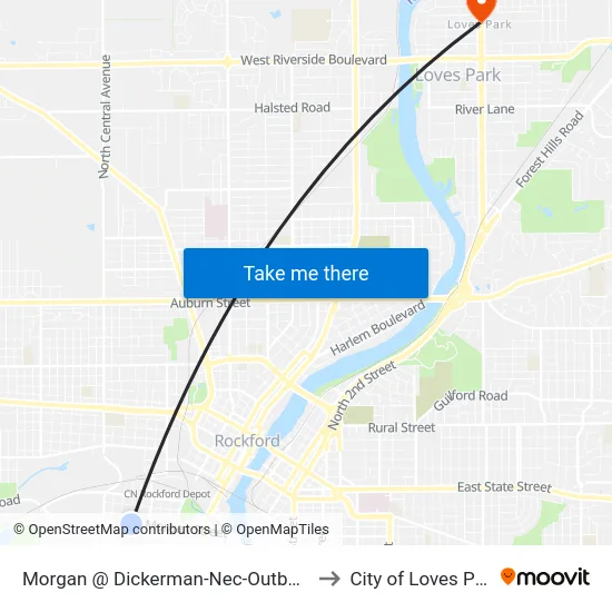 Morgan @ Dickerman-Nec-Outbound to City of Loves Park map