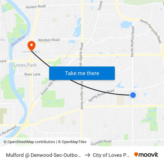 Mulford @ Denwood-Sec-Outbound to City of Loves Park map