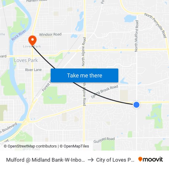 Mulford @ Midland Bank-W-Inbound to City of Loves Park map