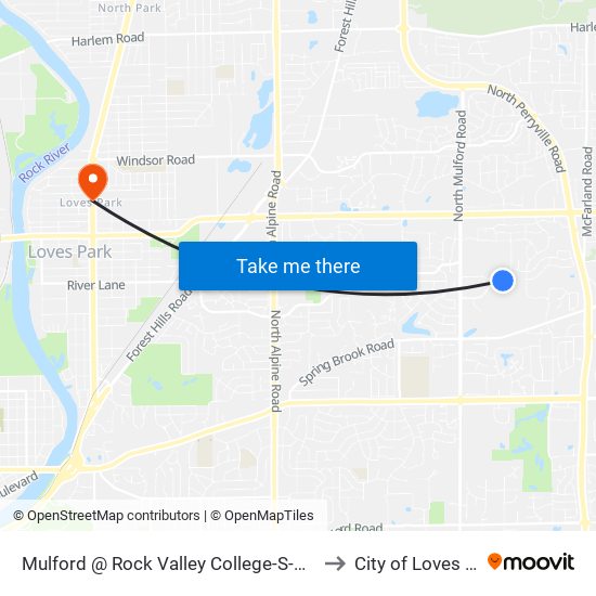 Mulford @ Rock Valley College-S-Outbound to City of Loves Park map