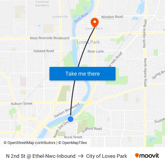 N 2nd St @ Ethel-Nwc-Inbound to City of Loves Park map