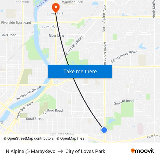 N Alpine @ Maray-Swc to City of Loves Park map