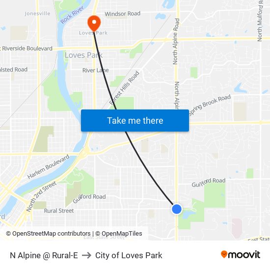 N Alpine @ Rural-E to City of Loves Park map