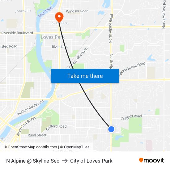 N Alpine @ Skyline-Sec to City of Loves Park map