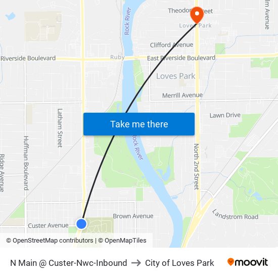 N Main @ Custer-Nwc-Inbound to City of Loves Park map