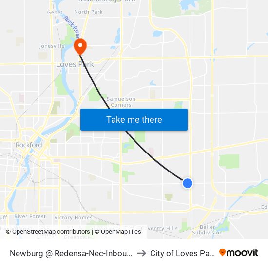 Newburg @ Redensa-Nec-Inbound to City of Loves Park map