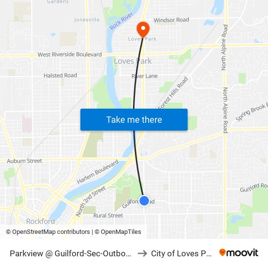 Parkview @ Guilford-Sec-Outbound to City of Loves Park map