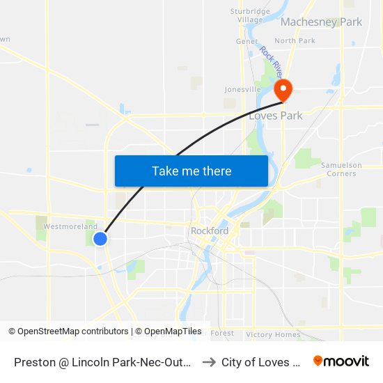 Preston @ Lincoln Park-Nec-Outbound to City of Loves Park map