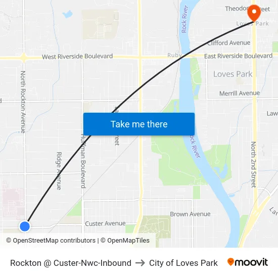 Rockton @ Custer-Nwc-Inbound to City of Loves Park map