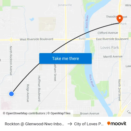 Rockton @ Glenwood-Nwc-Inbound to City of Loves Park map