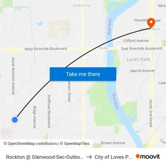 Rockton @ Glenwood-Sec-Outbound to City of Loves Park map