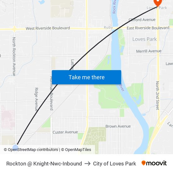 Rockton @ Knight-Nwc-Inbound to City of Loves Park map