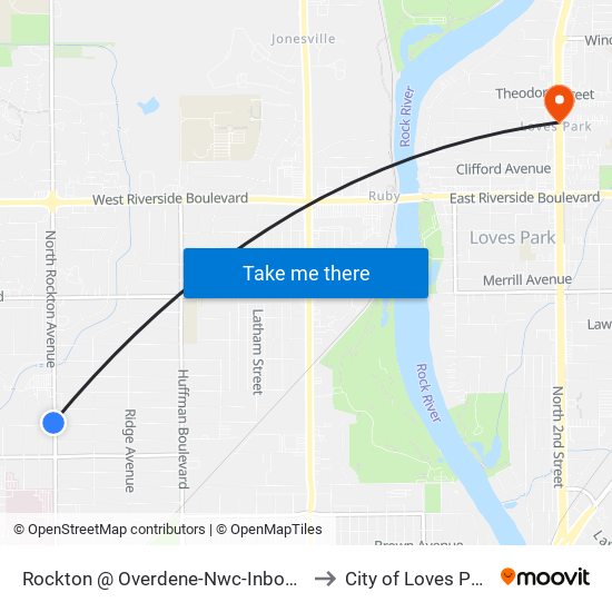 Rockton @ Overdene-Nwc-Inbound to City of Loves Park map