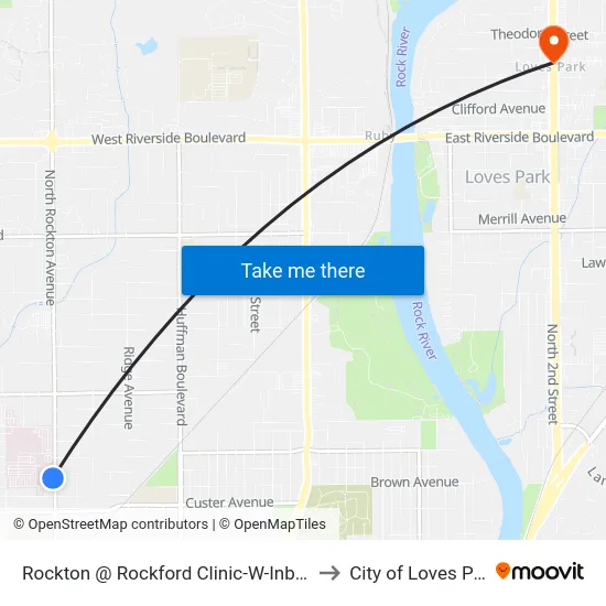 Rockton @ Rockford Clinic-W-Inbound to City of Loves Park map