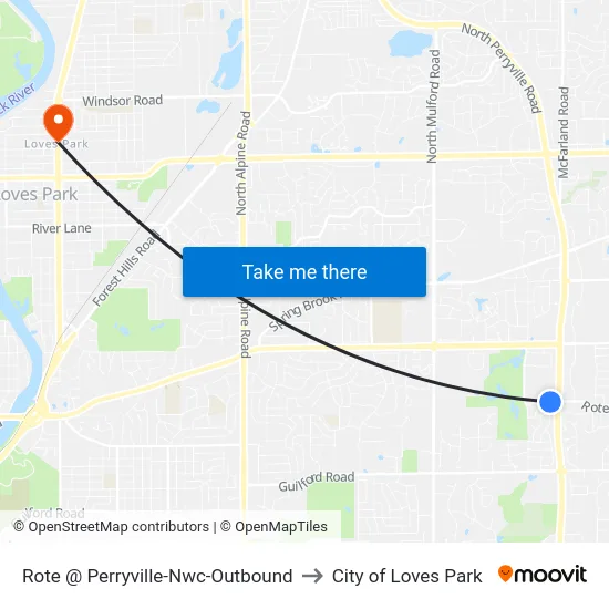 Rote @ Perryville-Nwc-Outbound to City of Loves Park map