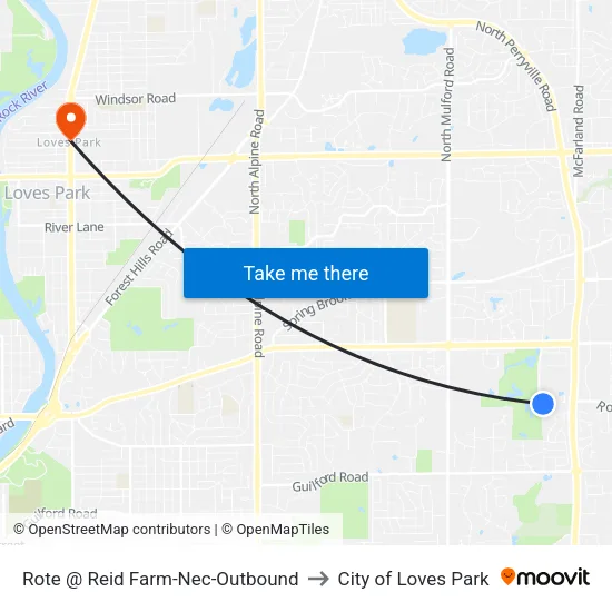 Rote @ Reid Farm-Nec-Outbound to City of Loves Park map