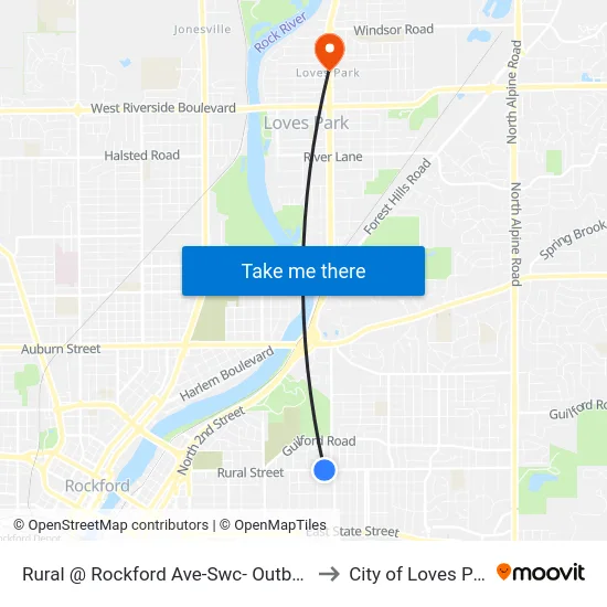 Rural @ Rockford Ave-Swc- Outbound to City of Loves Park map