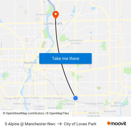 S Alpine @ Manchester-Nwc to City of Loves Park map