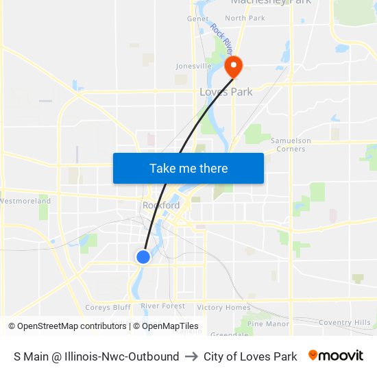 S Main @ Illinois-Nwc-Outbound to City of Loves Park map