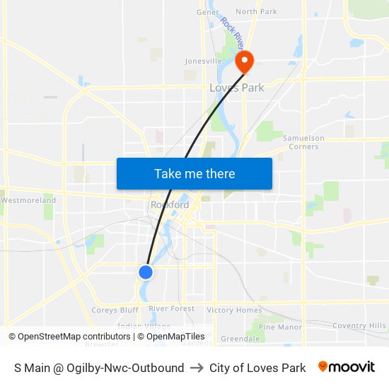 S Main @ Ogilby-Nwc-Outbound to City of Loves Park map