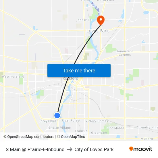 S Main @ Prairie-E-Inbound to City of Loves Park map