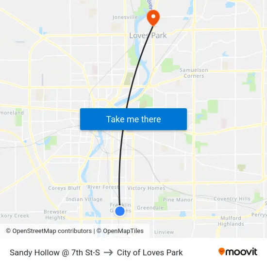 Sandy Hollow @ 7th St-S to City of Loves Park map