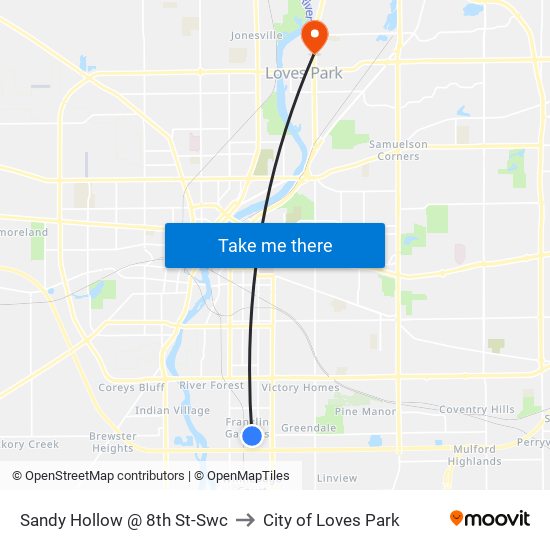 Sandy Hollow @ 8th St-Swc to City of Loves Park map