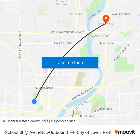 School St @ Avon-Nec-Outbound to City of Loves Park map