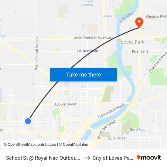 School St @ Royal-Nec-Outbound to City of Loves Park map