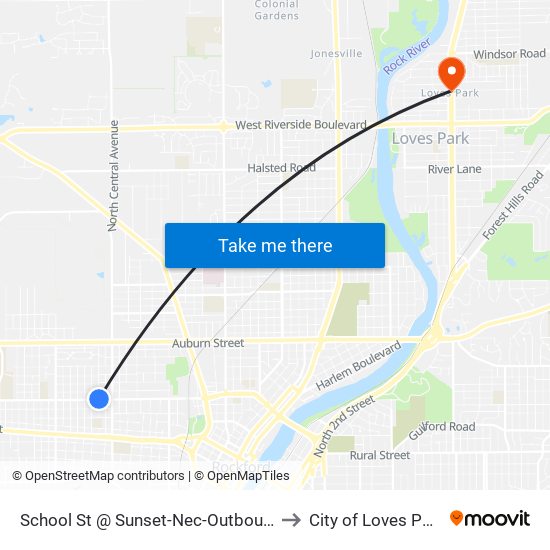 School St @ Sunset-Nec-Outbound to City of Loves Park map