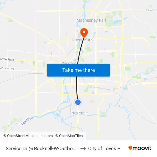 Service Dr @ Rocknell-W-Outbound to City of Loves Park map