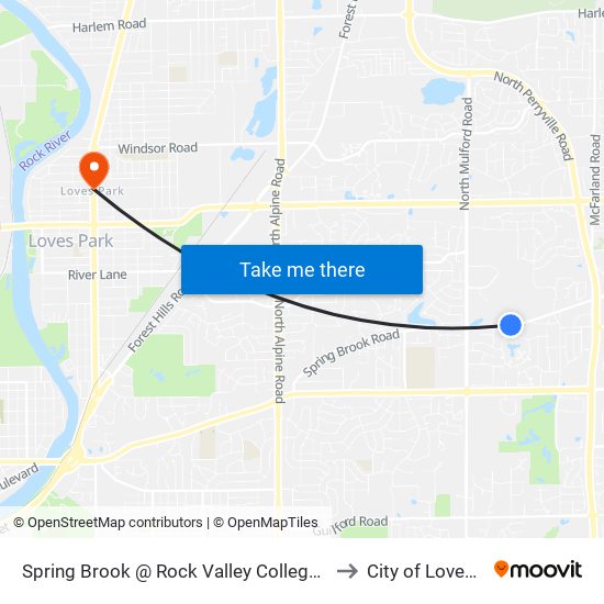 Spring Brook @ Rock Valley College-N-Inbound to City of Loves Park map