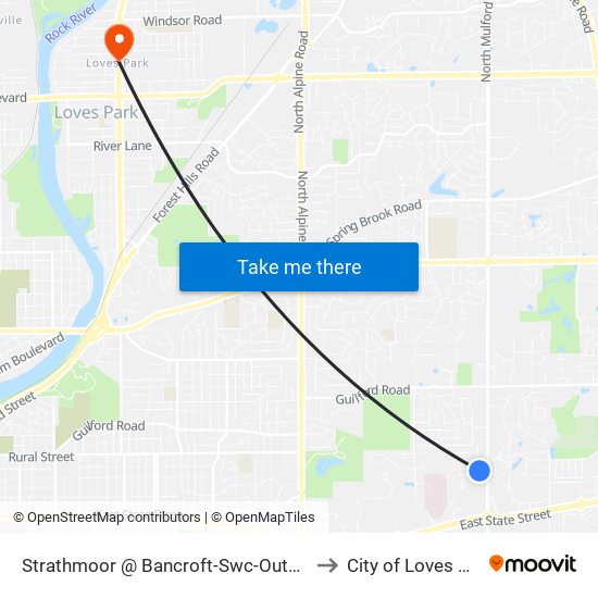 Strathmoor @ Bancroft-Swc-Outbound to City of Loves Park map