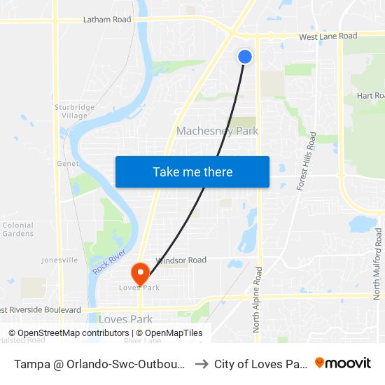 Tampa @ Orlando-Swc-Outbound to City of Loves Park map