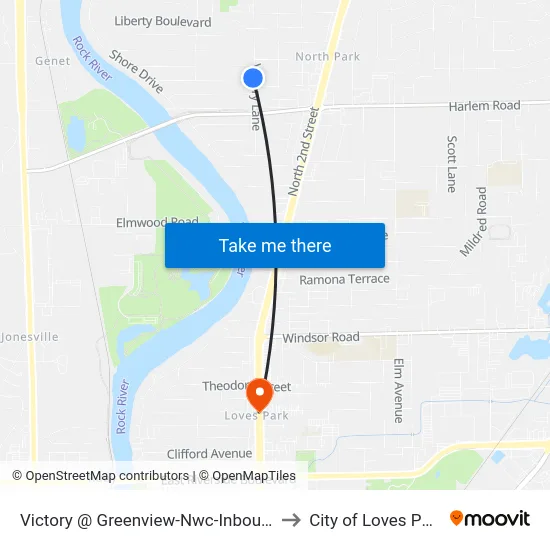 Victory @ Greenview-Nwc-Inbound to City of Loves Park map