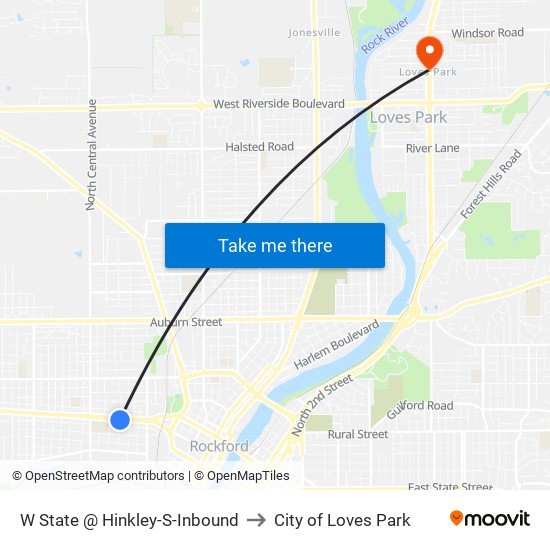 W State @ Hinkley-S-Inbound to City of Loves Park map