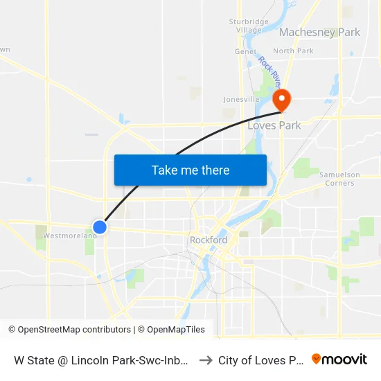 W State @ Lincoln Park-Swc-Inbound to City of Loves Park map