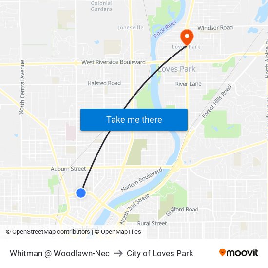 Whitman @ Woodlawn-Nec to City of Loves Park map