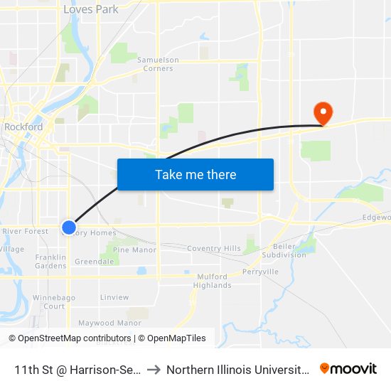 11th St @ Harrison-Sec-Inbound to Northern Illinois University - Rockford map