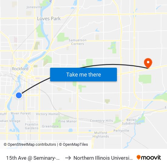 15th Ave @ Seminary-Nec-Inbound to Northern Illinois University - Rockford map