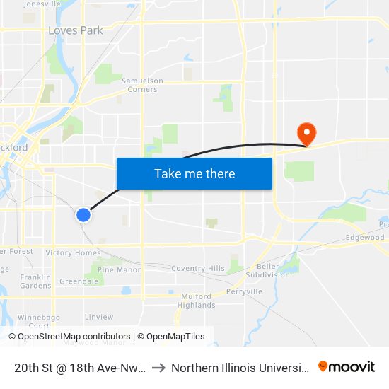 20th St @ 18th Ave-Nwc-Outbound to Northern Illinois University - Rockford map