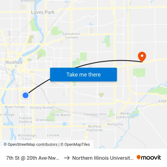 7th St @ 20th Ave-Nwc-Outbound to Northern Illinois University - Rockford map
