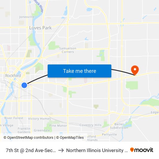 7th St @ 2nd Ave-Sec-Inbound to Northern Illinois University - Rockford map