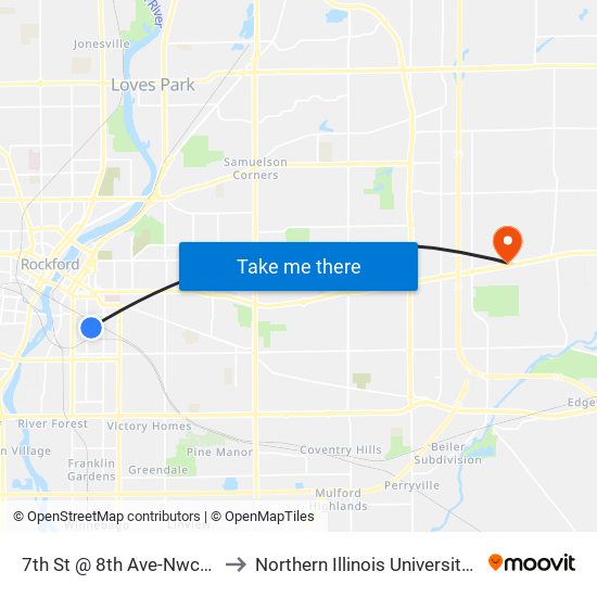 7th St @ 8th Ave-Nwc-Outbound to Northern Illinois University - Rockford map