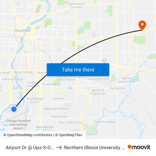 Airport Dr @ Ups-S-Outbound to Northern Illinois University - Rockford map