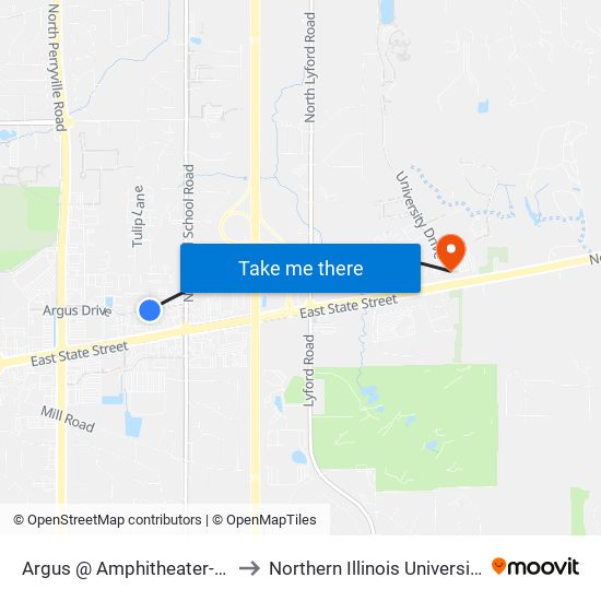Argus @ Amphitheater-Nec-Inbound to Northern Illinois University - Rockford map
