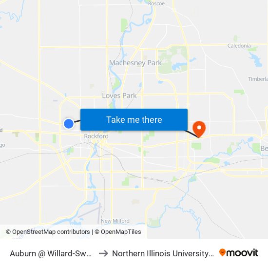Auburn @ Willard-Swc-Inbound to Northern Illinois University - Rockford map