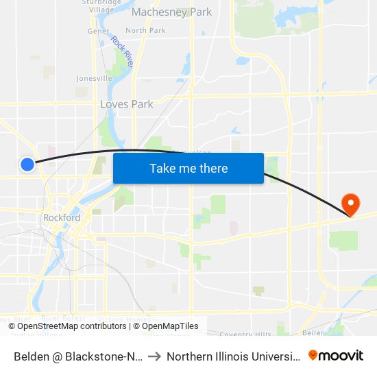 Belden @ Blackstone-Nwc-Inbound to Northern Illinois University - Rockford map