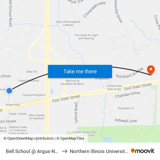 Bell School @ Argus-Nwc-Inbound to Northern Illinois University - Rockford map